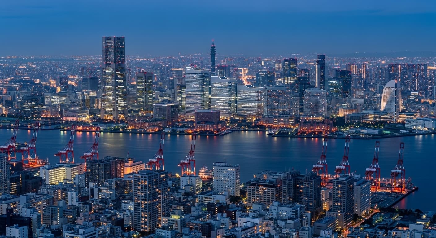 横浜みなとみらいの夕景